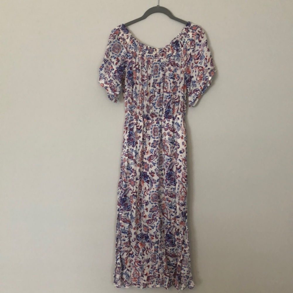 Printed off the shoulder maxi dress